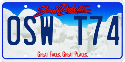SD license plate 0SWT74