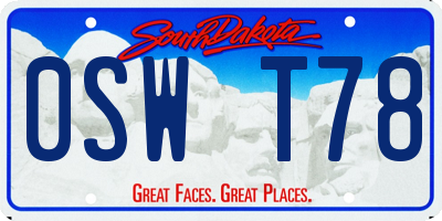 SD license plate 0SWT78