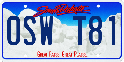 SD license plate 0SWT81