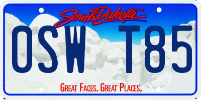 SD license plate 0SWT85
