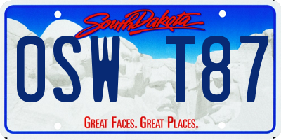 SD license plate 0SWT87