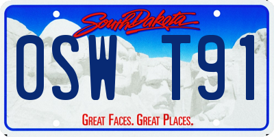SD license plate 0SWT91