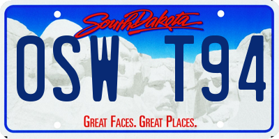 SD license plate 0SWT94