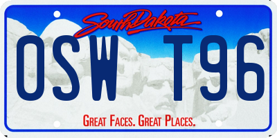 SD license plate 0SWT96