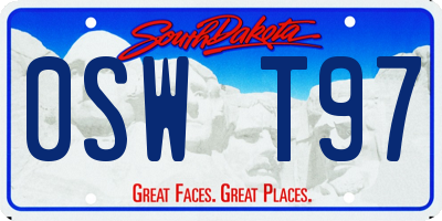 SD license plate 0SWT97
