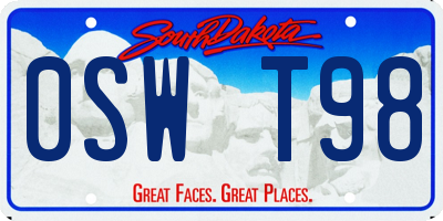 SD license plate 0SWT98