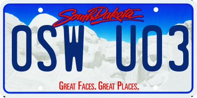 SD license plate 0SWU03