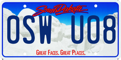SD license plate 0SWU08