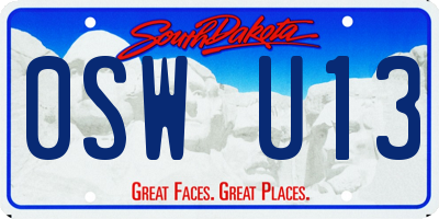 SD license plate 0SWU13