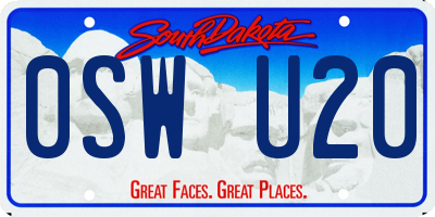SD license plate 0SWU20