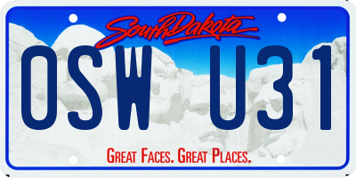 SD license plate 0SWU31