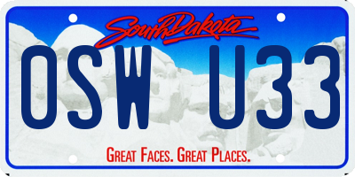SD license plate 0SWU33