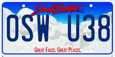 SD license plate 0SWU38