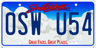 SD license plate 0SWU54