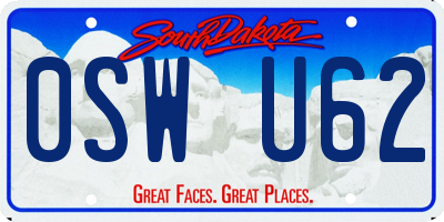 SD license plate 0SWU62