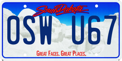 SD license plate 0SWU67