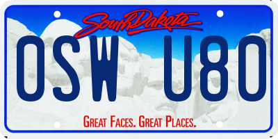 SD license plate 0SWU80