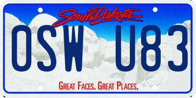 SD license plate 0SWU83