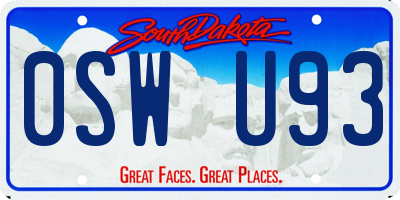SD license plate 0SWU93