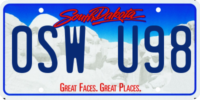 SD license plate 0SWU98