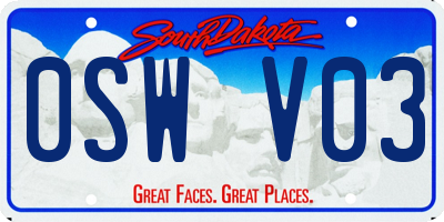 SD license plate 0SWV03