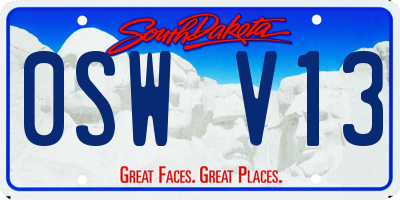 SD license plate 0SWV13