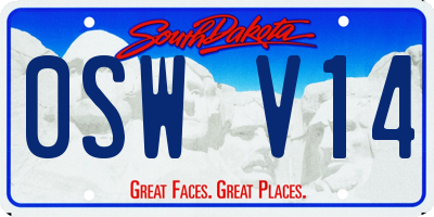 SD license plate 0SWV14