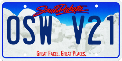 SD license plate 0SWV21