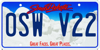 SD license plate 0SWV22