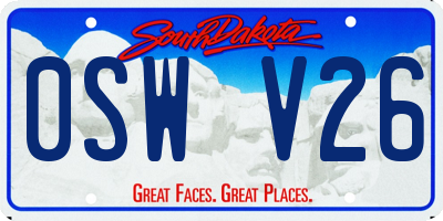 SD license plate 0SWV26