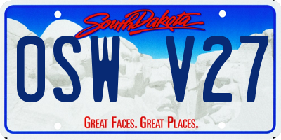SD license plate 0SWV27