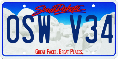 SD license plate 0SWV34