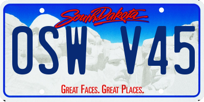 SD license plate 0SWV45