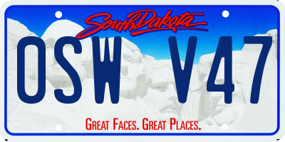 SD license plate 0SWV47