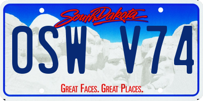 SD license plate 0SWV74