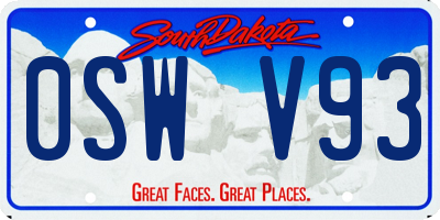 SD license plate 0SWV93