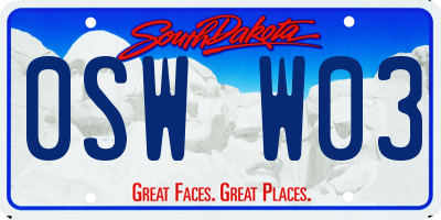 SD license plate 0SWW03
