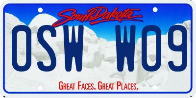 SD license plate 0SWW09