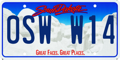 SD license plate 0SWW14