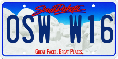 SD license plate 0SWW16