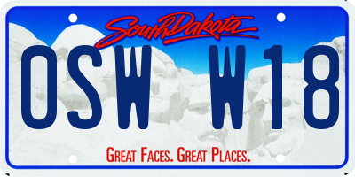 SD license plate 0SWW18