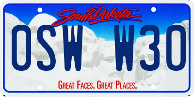SD license plate 0SWW30