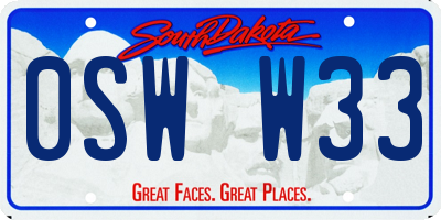 SD license plate 0SWW33