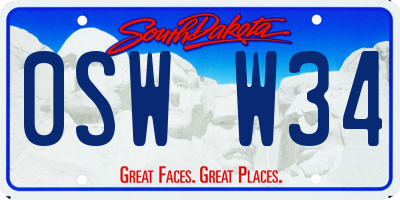 SD license plate 0SWW34