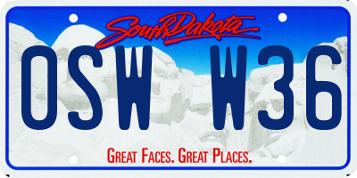 SD license plate 0SWW36
