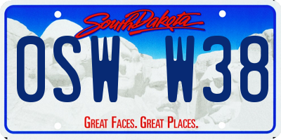 SD license plate 0SWW38