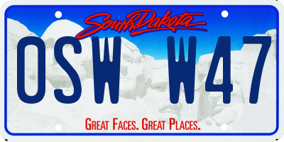 SD license plate 0SWW47