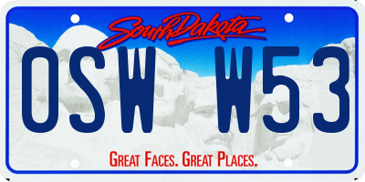 SD license plate 0SWW53