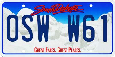 SD license plate 0SWW61