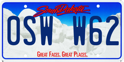 SD license plate 0SWW62